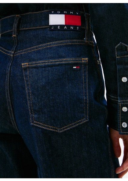 Yüksek Bel Düz Paça Standart Koyu Mavi Kadın Denim Pantolon DW0DW217961BK fırsatları