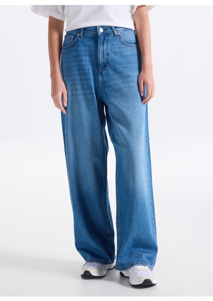 Standart Bel Geniş Paça Rahat Açık Mavi Kadın Denim Pantolon Onlpaulına Hw Baggy Wıde Dnm Cro modelleri