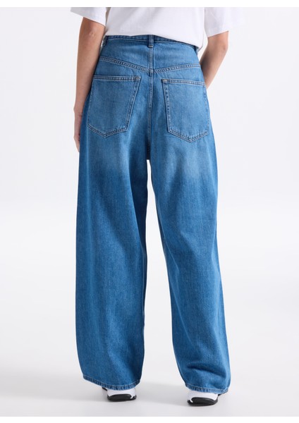 Standart Bel Geniş Paça Rahat Açık Mavi Kadın Denim Pantolon Onlpaulına Hw Baggy Wıde Dnm Cro