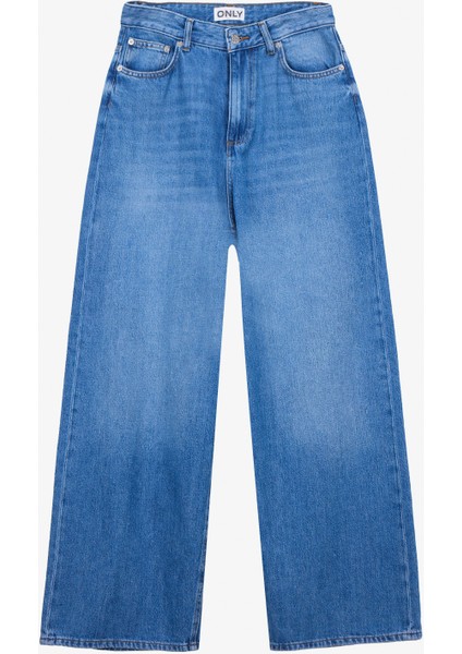 Standart Bel Geniş Paça Rahat Açık Mavi Kadın Denim Pantolon Onlpaulına Hw Baggy Wıde Dnm Cro
