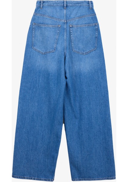 Standart Bel Geniş Paça Rahat Açık Mavi Kadın Denim Pantolon Onlpaulına Hw Baggy Wıde Dnm Cro