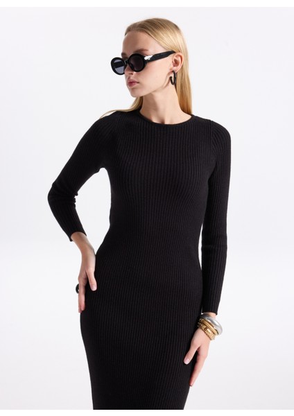 Klasik Yaka Düz Siyah Uzun Elbise Onlkatıa Ls Maxı Boatn Dress cc Knt fırsatları