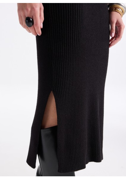 Klasik Yaka Düz Siyah Uzun Elbise Onlkatıa Ls Maxı Boatn Dress cc Knt indirimleri