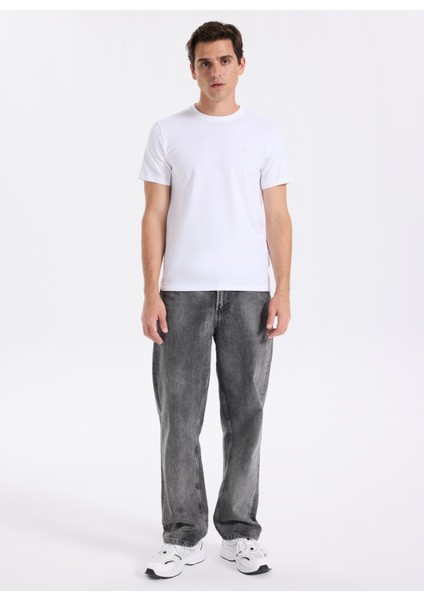 Bisiklet Yaka Beyaz Erkek T-Shirt LV04LC240GYAF_SS Slım Stretch Cotto fiyatları