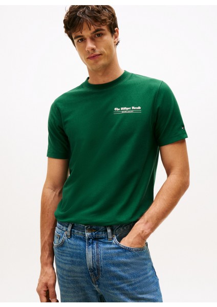 Bisiklet Yaka Yeşil Erkek T-Shirt MW0MW40008L6K_HILFIGER Herald Back fiyatları