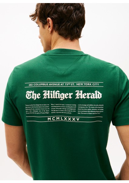 Bisiklet Yaka Yeşil Erkek T-Shirt MW0MW40008L6K_HILFIGER Herald Back modelleri