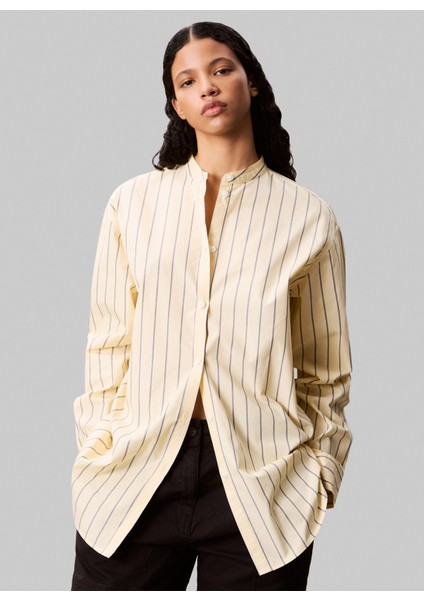 Standart Çizgili Sarı Kadın Gömlek LV044C134GVND fiyatları