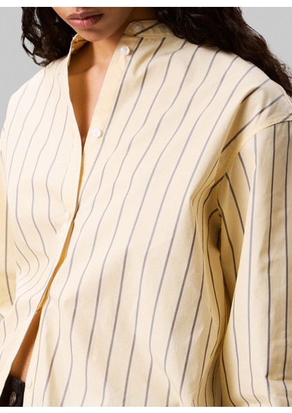 Standart Çizgili Sarı Kadın Gömlek LV044C134GVND fırsatları