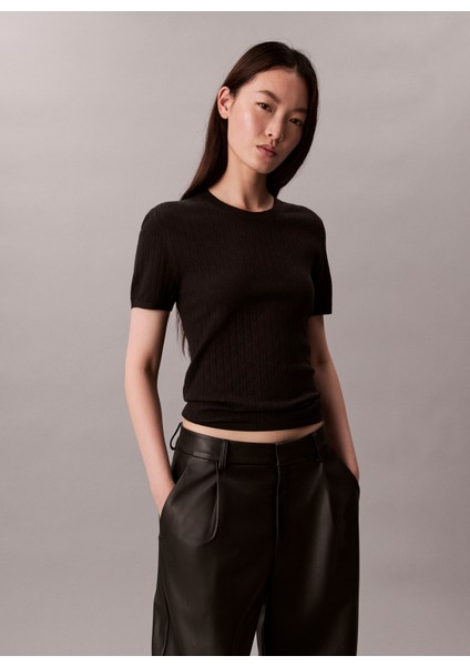 Yuvarlak Yaka Standart Düz Siyah Kazak Kadın LV044D308GUB1 modelleri