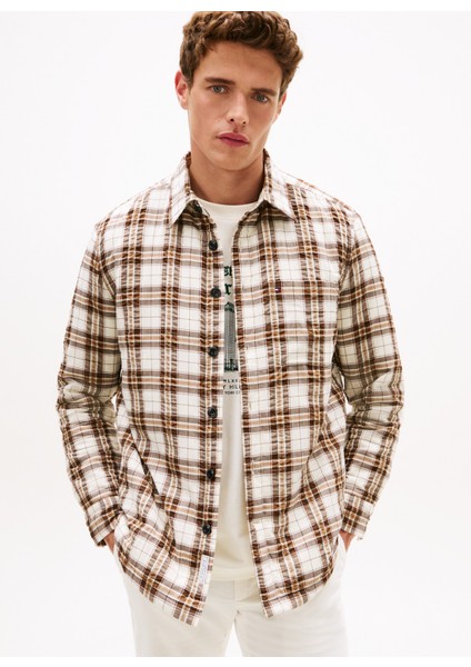 Normal Gömlek Yaka Kahve Erkek Gömlek MW0MW405120M7_PADDED Rlx Overshırt fiyatları