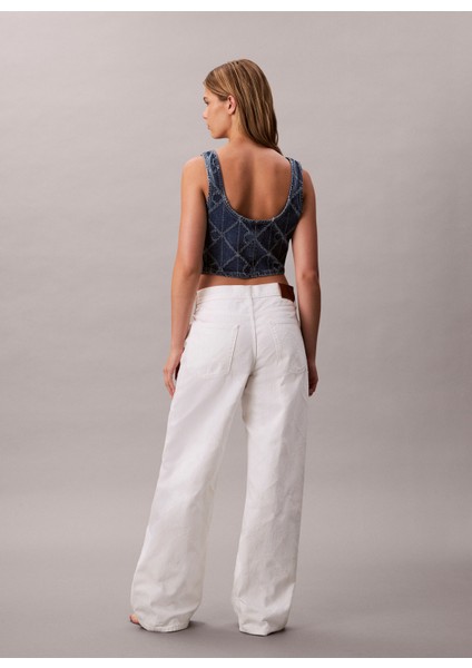 Yüksek Bel Geniş Paça Baggy Beyaz Kadın Denim Pantolon LV047D710GYY3 indirimleri