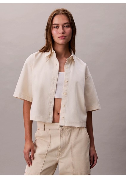 Standart Gömlek Yaka Düz Beyaz Kadın Gömlek LV047C775GASN fiyatları