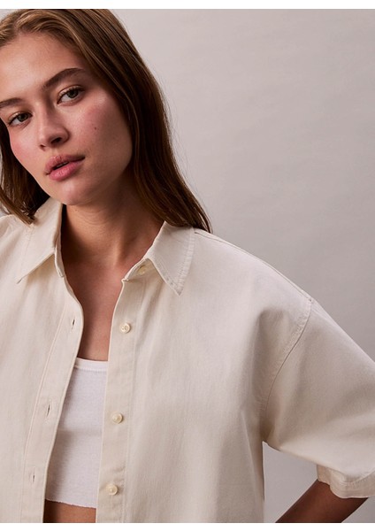 Standart Gömlek Yaka Düz Beyaz Kadın Gömlek LV047C775GASN modelleri