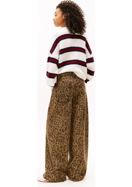 Yüksek Bel Geniş Paça Loose Fit Kahve Kadın Denim Pantolon DW0DW218331CE fiyatları