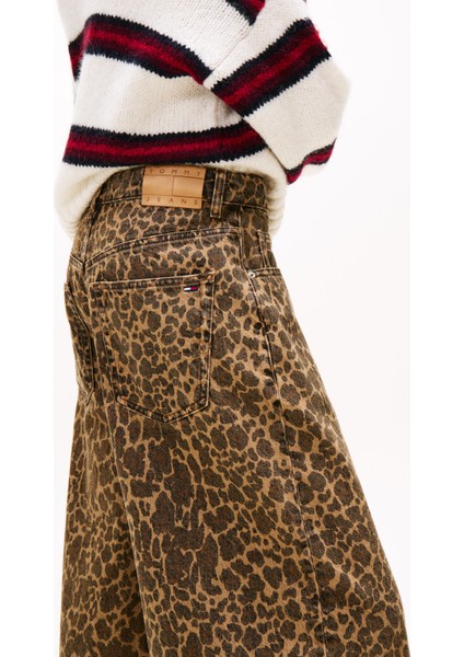 Yüksek Bel Geniş Paça Loose Fit Kahve Kadın Denim Pantolon DW0DW218331CE fırsatları