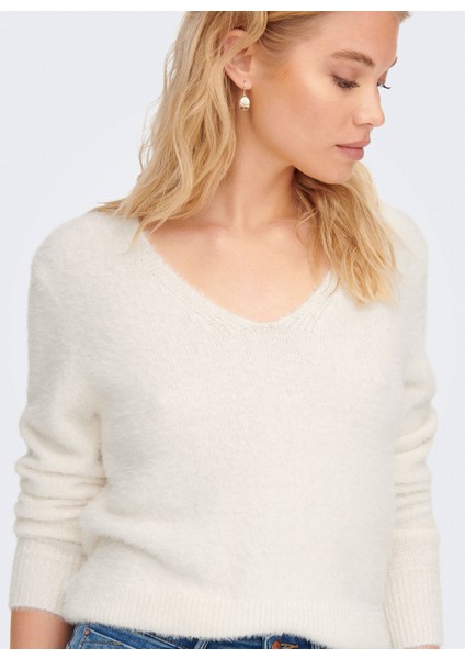 V Yaka Normal Düz Kırık Beyaz Kazak Kadın Onlella Pıumo Ls V-Neck Knt indirimleri
