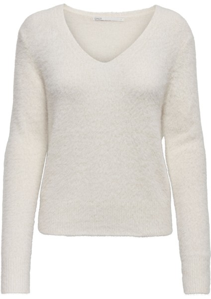 V Yaka Normal Düz Kırık Beyaz Kazak Kadın Onlella Pıumo Ls V-Neck Knt