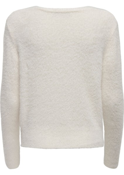 V Yaka Normal Düz Kırık Beyaz Kazak Kadın Onlella Pıumo Ls V-Neck Knt