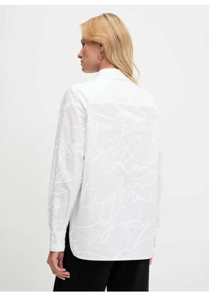 Standart Gömlek Yaka Düz Beyaz Kadın Gömlek A3W11021 fırsatları