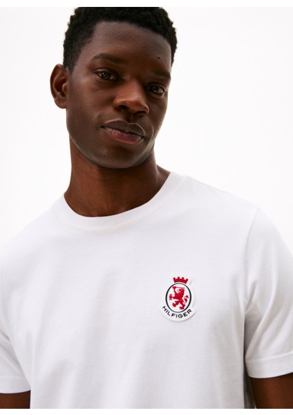 Bisiklet Yaka Beyaz Erkek T-Shirt MW0MW40024YBR_RWB Crest Tee modelleri