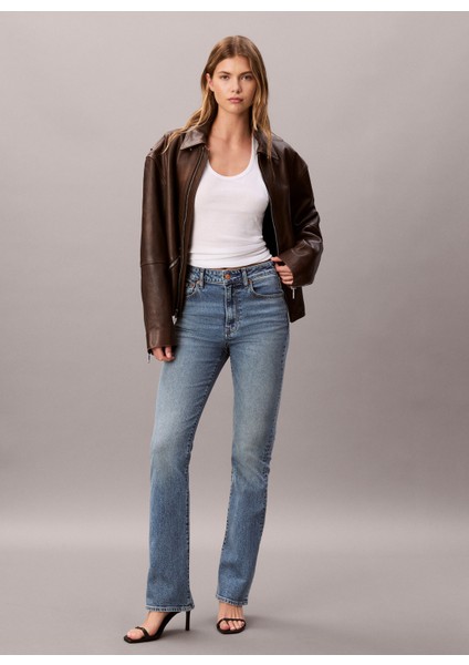 Yüksek Bel Düz Paça Skinny Fit Mavi Kadın Denim Pantolon LV047D733GYYC