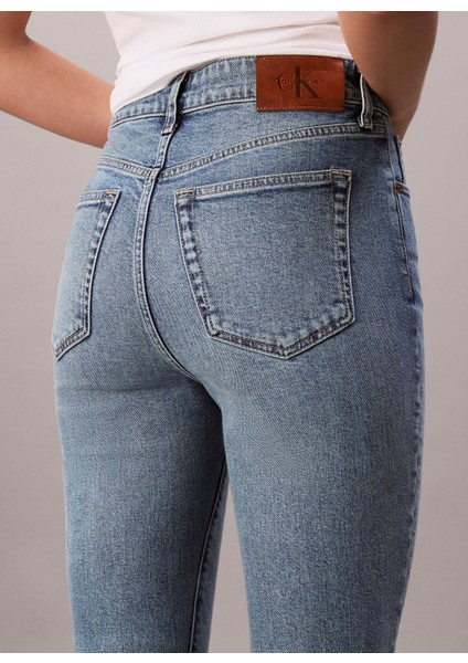 Yüksek Bel Düz Paça Skinny Fit Mavi Kadın Denim Pantolon LV047D733GYYC fırsatları