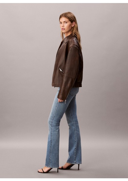 Yüksek Bel Düz Paça Skinny Fit Mavi Kadın Denim Pantolon LV047D733GYYC