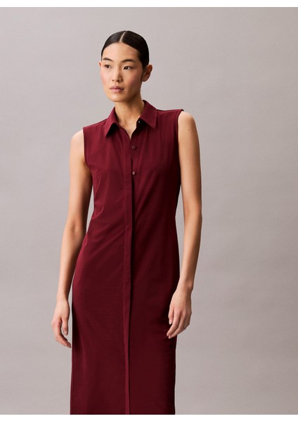 Gömlek Yaka Düz Kırmızı Kısa Kadın Elbise LV044C224GVLP fiyatları