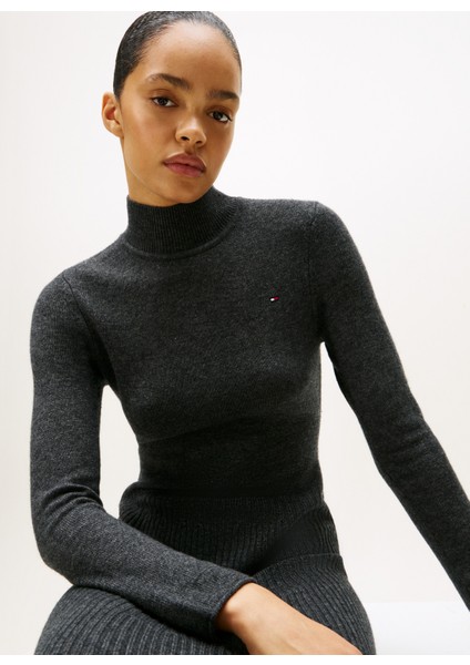 Dik Yaka Düz Gri Uzun Kadın Elbise WW0WW47303P4E fiyatları