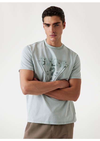 Bisiklet Yaka Baskılı Gri Erkek T-Shirt M5YI42KBW41-FJZ1 Embroid Erkek Regu fiyatları