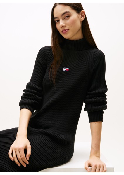 Balıkçı Yaka Nakışlı Siyah Uzun Kadın Elbise DW0DW22167BDS modelleri