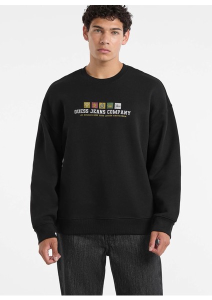 Bisiklet Yaka Siyah Erkek Sweatshırt M5BQ23K9V31-JBLK Guess Jeans Erkek fiyatları