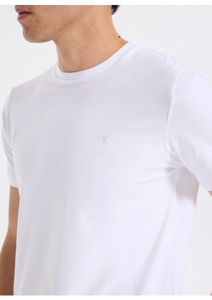 Bisiklet Yaka Beyaz Erkek T-Shirt LV04LC240GYAF_SS Slım Stretch Cotto fırsatları