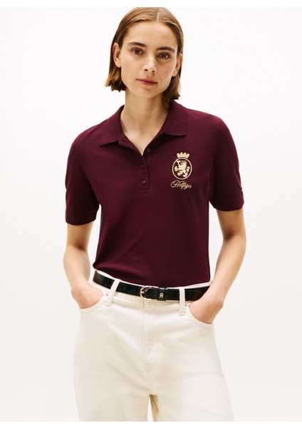 Işlemeli Kırmızı Kadın Polo T-Shirt fiyatları
