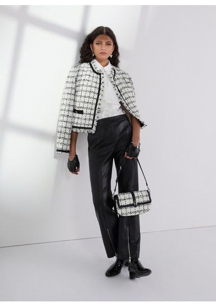 Standart Siyah - Beyaz Kadın Ceket A3W14038