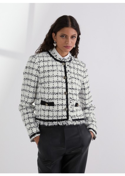 Standart Siyah - Beyaz Kadın Ceket A3W14038 fiyatları