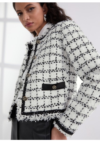 Standart Siyah - Beyaz Kadın Ceket A3W14038 modelleri