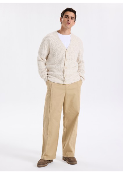 Düz Ekru Erkek Hırka M5BR15Z0462-LOH Jeffry Erkek Yün Ka fiyatları