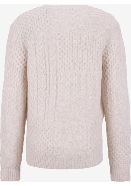 Düz Ekru Erkek Hırka M5BR15Z0462-LOH Jeffry Erkek Yün Ka