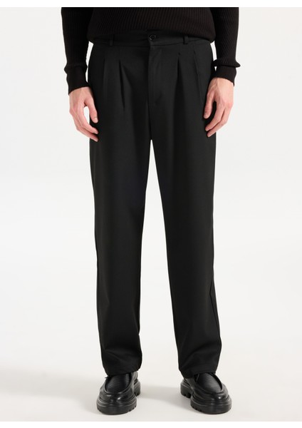 Orta Bel Düz Paça Comfort Fit Siyah Erkek Pantolon PBF5WM-PNT9530 fiyatları