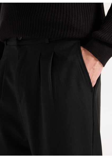 Orta Bel Düz Paça Comfort Fit Siyah Erkek Pantolon PBF5WM-PNT9530 fırsatları