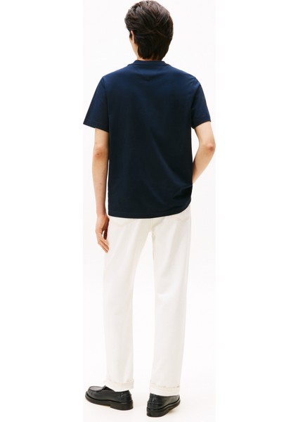 Bisiklet Yaka Mavi Erkek T-Shirt MW0MW40024DW5_RWB Crest Tee fırsatları