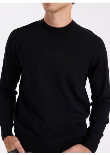 Bisiklet Yaka Standart Düz Siyah Erkek Kazak M5YR08Z3FC2-JBLK Hervey Erkek Triko fırsatları