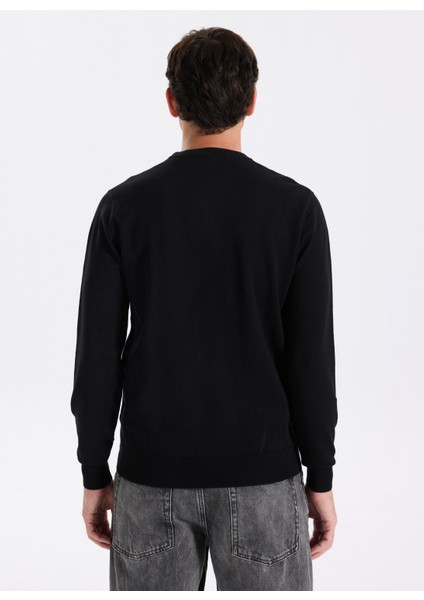 Bisiklet Yaka Standart Düz Siyah Erkek Kazak M5YR08Z3FC2-JBLK Hervey Erkek Triko indirimleri