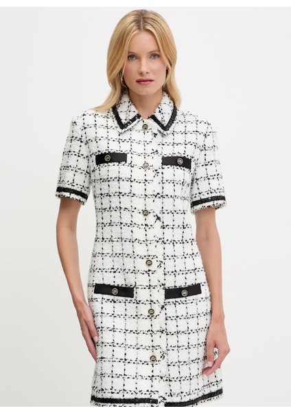 Gömlek Yaka Çizgili Siyah - Beyaz Kısa Kadın Elbise A3W13031 fiyatları