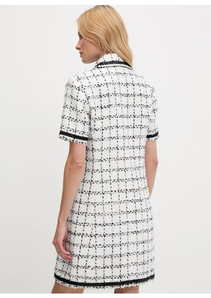 Gömlek Yaka Çizgili Siyah - Beyaz Kısa Kadın Elbise A3W13031 fırsatları