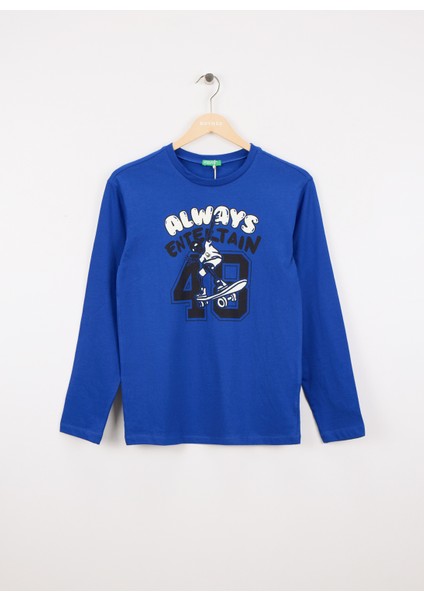 Baskılı Saks Erkek Çocuk T-Shirt 3JERC10QO