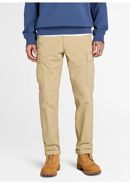 TB0A2PG9DH41-BROOKLINE Cargo Pant Sarı Normal Bel Straight Paça Regular Fit Düz Erkek Outdoor Pantolonu