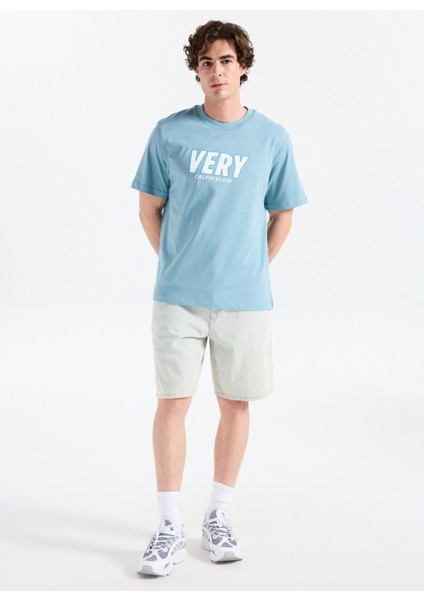 Bisiklet Yaka Baskılı Mavi Erkek T-Shirt LV04RD800GCJQ Ss 20S Sn Very Graphı fiyatları