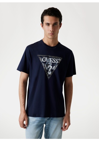 Bisiklet Yaka Baskılı Lacivert Erkek T-Shirt M5YI15I3Z14-G7V2 Triangle Erkek Reg fiyatları